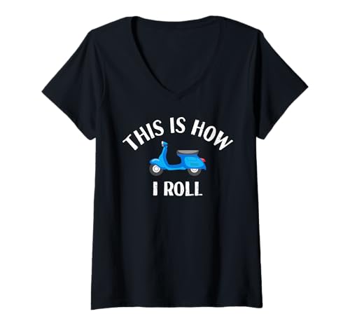 Damen Lustiger Vintage Scooter This is How I Roll T-Shirt mit V-Ausschnitt Damen Lustiger Vintage Scooter This is How I Roll T-Shirt mit V-Ausschnitt von Scooter Lover