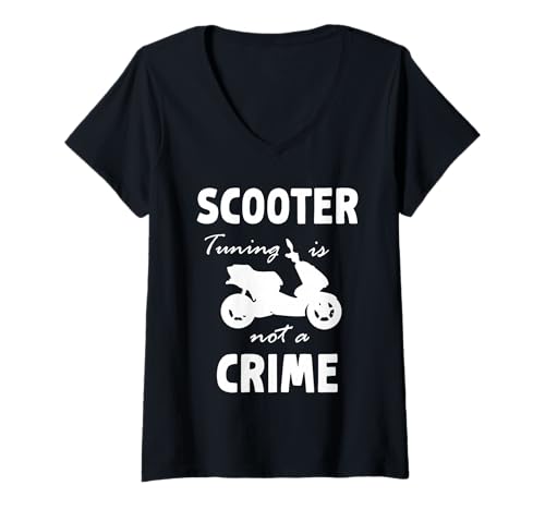 Damen Motorroller Tuning Roller T-Shirt mit V-Ausschnitt von Scooter tuning is not a crime
