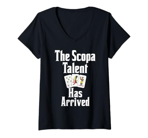 Damen Italian Game Player Scopa Karten Talent Italian Scopa T-Shirt mit V-Ausschnitt Damen Italian Game Player Scopa Karten Talent Italian Scopa T-Shirt mit V-Ausschnitt von Scopa Illustration For Scopa Player & Scopa Lover