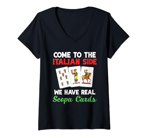 Damen Italienische Scopo-Karten Italienisches Spiel Wir haben Real Scopa T-Shirt mit V-Ausschnitt Damen Italienische Scopo-Karten Italienisches Spiel Wir haben Real Scopa T-Shirt mit V-Ausschnitt von Scopa Illustration For Scopa Player & Scopa Lover