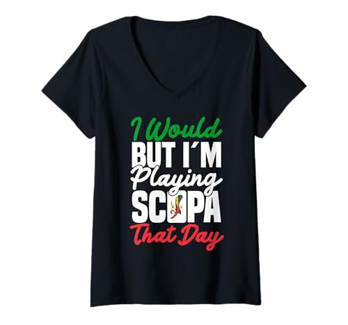 Damen Italienische Scopo-Karten Nonna Nonno spielt italienischen Scopa T-Shirt mit V-Ausschnitt Damen Italienische Scopo-Karten Nonna Nonno spielt italienischen Scopa T-Shirt mit V-Ausschnitt von Scopa Illustration For Scopa Player & Scopa Lover