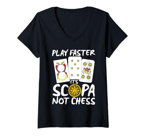 Damen Italienischer Spieleliebhaber Scopa Karten Spieler Spielen Sie schneller Scopa T-Shirt mit V-Ausschnitt Damen Italienischer Spieleliebhaber Scopa Karten Spieler Spielen Sie schneller Scopa T-Shirt mit V-Ausschnitt von Scopa Illustration For Scopa Player & Scopa Lover