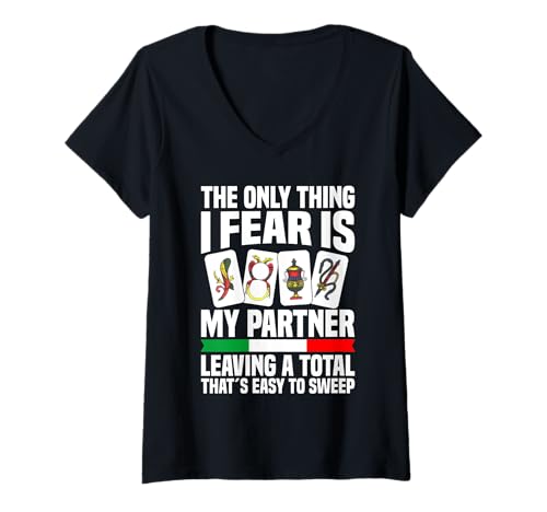 Damen Italienisches Kartenspiel Scopa Lover Player Thing I Fear Scopa T-Shirt mit V-Ausschnitt von Scopa Illustration For Scopa Player & Scopa Lover