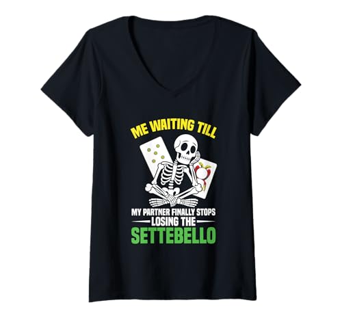 Damen Scopa Cards Waiting Italian Scopa T-Shirt mit V-Ausschnitt Damen Scopa Cards Waiting Italian Scopa T-Shirt mit V-Ausschnitt von Scopa Illustration For Scopa Player & Scopa Lover
