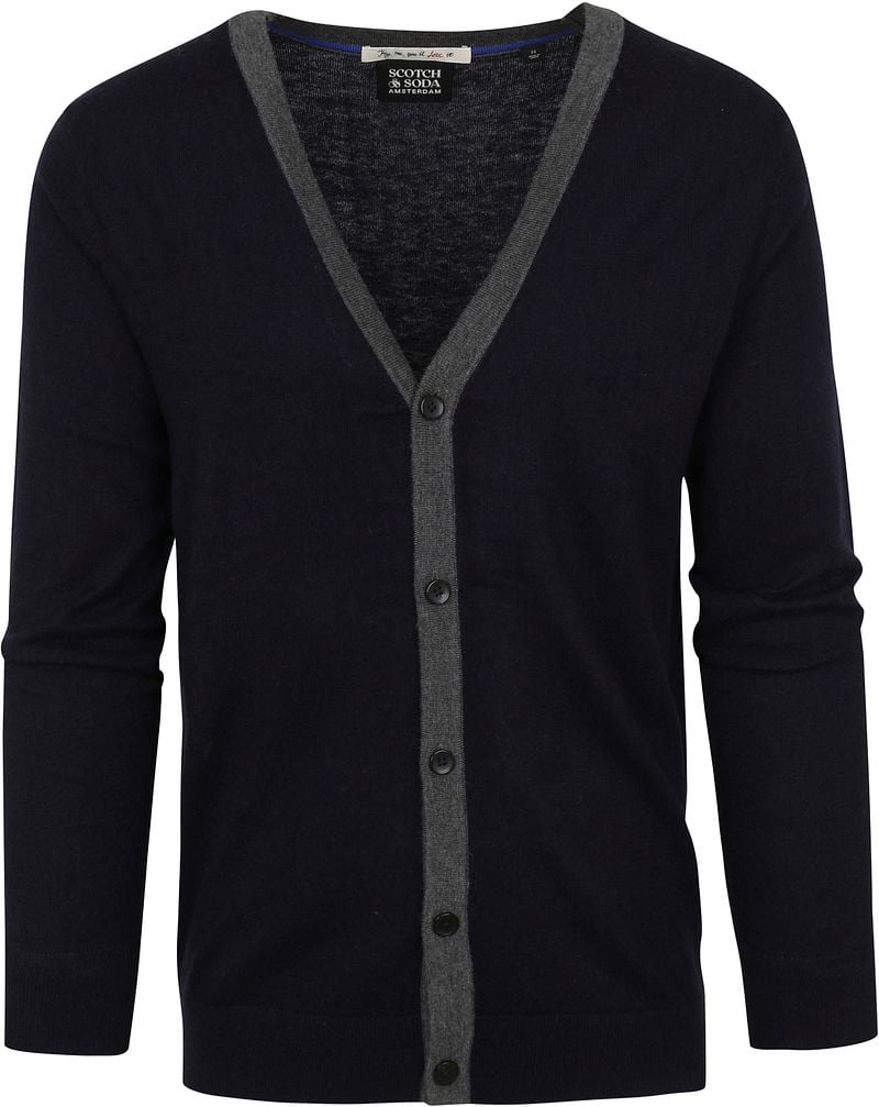 Scotch and Soda Cardigan Wool Blend Marine - Größe L von Scotch and Soda