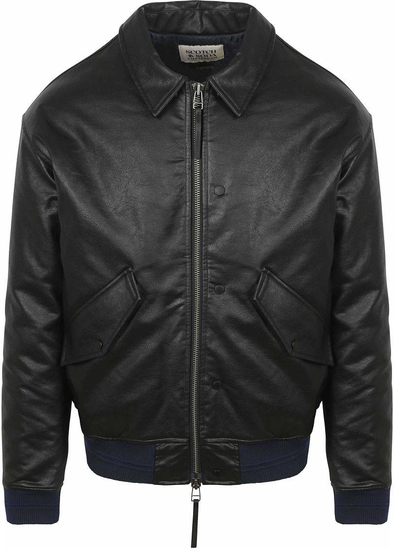 Scotch and Soda Faux Leather Bomberjacke Schwarz - Größe XXL von Scotch and Soda