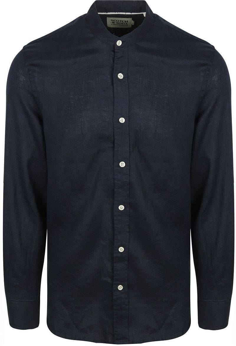 Scotch and Soda Leinen  Mao Hemd Navy - Größe L von Scotch and Soda