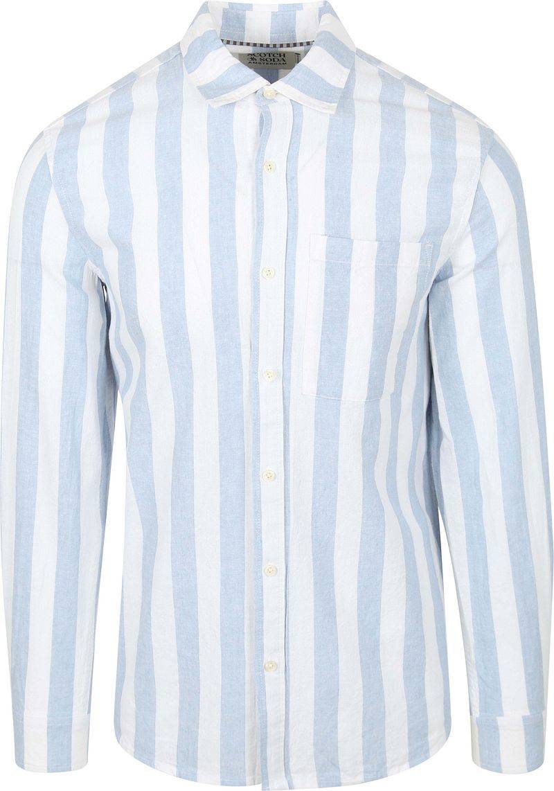 Scotch and Soda Leinenhemd Streifen Hellblau - Größe XL von Scotch and Soda