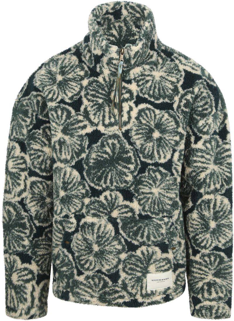 Scotch and Soda Polar Fleece Half Zip Pullover Dunkelgrün - Größe L von Scotch and Soda