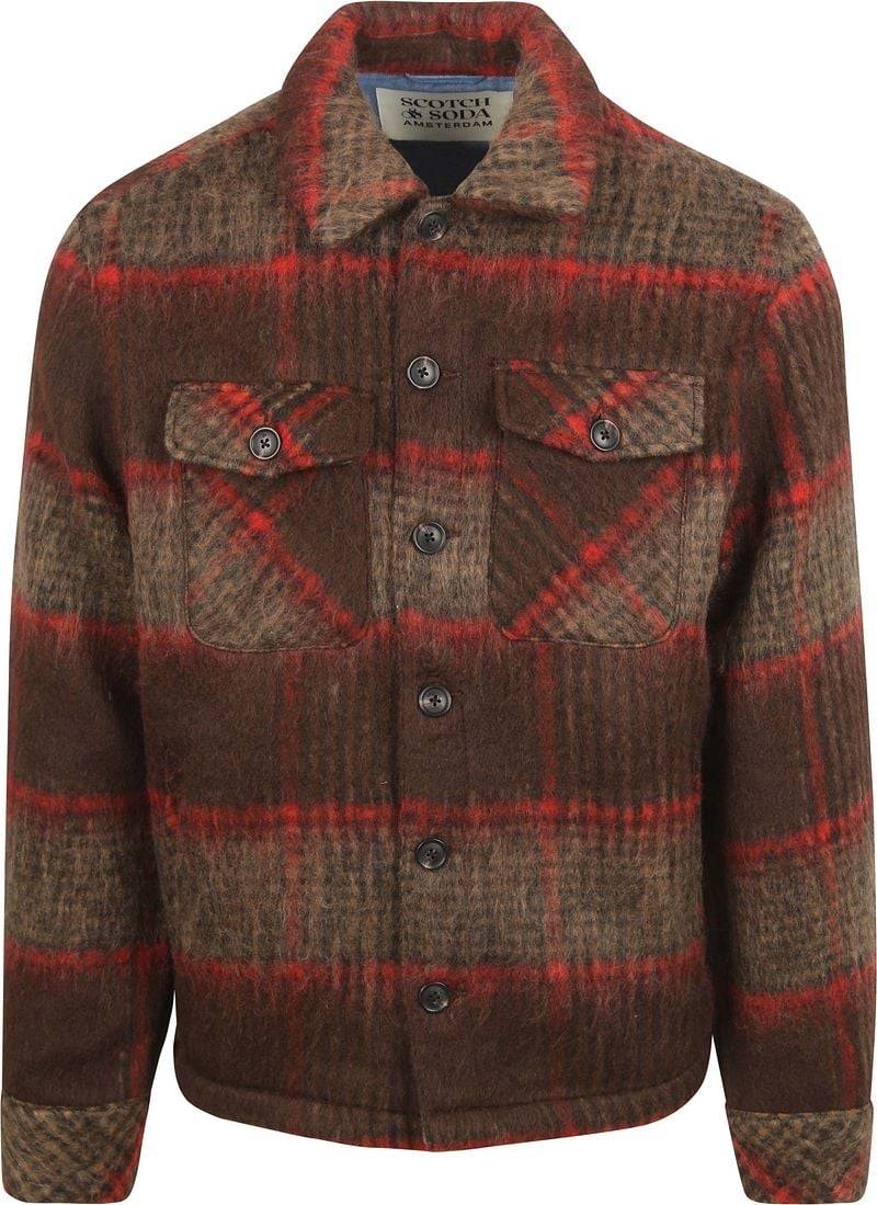 Scotch & Soda Hemdjacke Brushed Wool Karos Braun - Größe M von Scotch and Soda