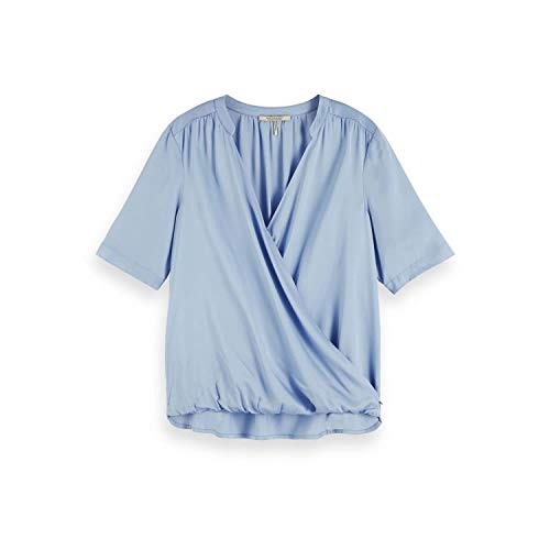 Maison Scotch Damen Wickeltop Wrap-Over 155937 Powder Blue L von Scotch & Soda