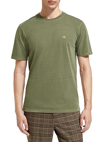 Scotch & Soda Herren Regular Fit Garment-Dyed Logo T-Shirt, Army 0115, L EU von Scotch & Soda