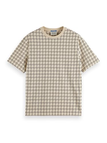 Scotch & Soda Herren Regular Fit Mini All Over Print T-Shirt, Parchment Geo Flower 7453, L EU von Scotch & Soda