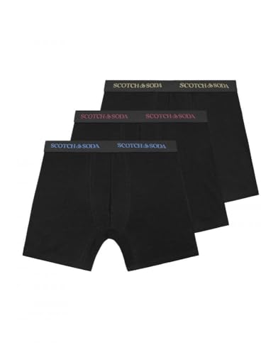 SCOTCH&SODA Herren Boxershorts, 3er Pack - Solid Cotton Stretch Schwarz XL von Scotch & Soda