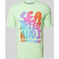 Scotch & Soda T-Shirt mit Label-Print in Hellgruen, Größe L von Scotch & Soda
