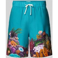 Scotch & Soda Bermudas aus Lyocell mit Motiv-Print in Tuerkis, Größe S von Scotch & Soda