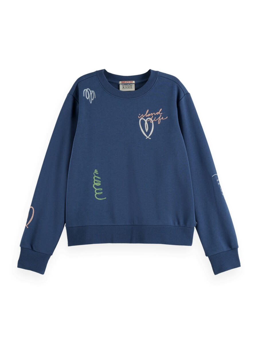 Scotch & Soda - Besticktes Sweatshirt mit Regular Fit blau - Gr. - S von Scotch & Soda