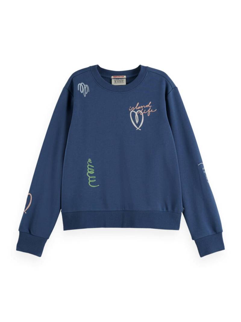 Scotch & Soda - Besticktes Sweatshirt mit Regular Fit blau - Gr. - S von Scotch & Soda