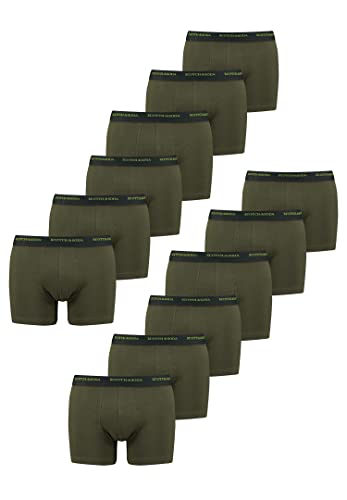 Scotch & Soda Classic Herren Boxershorts Unterhosen Männer Bio Baumwolle im 12er-Pack, Farbe:Olive, Bekleidungsgröße:S von Scotch & Soda