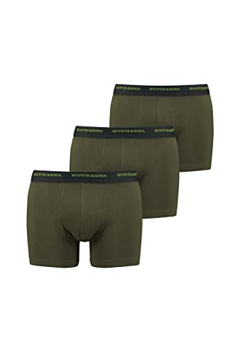 Scotch & Soda Classic Herren Boxershorts Unterhosen Männer Bio Baumwolle im 3er-Pack, Farbe:Olive, Bekleidungsgröße:S von Scotch & Soda