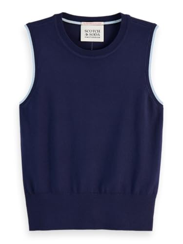 Scotch & Soda Women's Crew Neck Relaxed Knitted Tank Sweater Vest, Navy, XL von Scotch & Soda