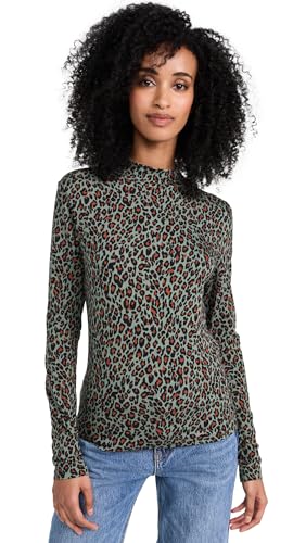 Scotch & Soda Damen All Over Printed Mockneck Longlseeve T-Shirt, Creatures of The Night Field Green 6383, L von Scotch & Soda