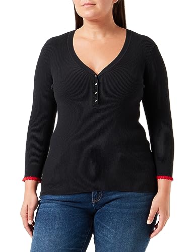 Scotch & Soda Damen Button Detail Skinny Rib Pullover, Black 0008, XL von Scotch & Soda