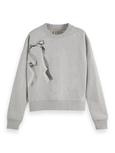 Scotch & Soda Damen Chest Artwork Fitted Sweatshirt, Hellgrau Melange U051, L von Scotch & Soda
