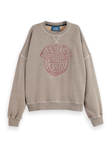 Scotch & Soda Damen Chest Artwork Oversized Sweatshirt, Grau Melange U031, L von Scotch & Soda