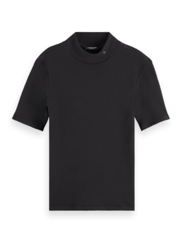 Scotch & Soda Damen Core Mock Neck Rib T-Shirt, Schwarz, XL EU Scotch & Soda Damen Core Mock Neck Rib T-Shirt, Schwarz, XL EU von Scotch & Soda