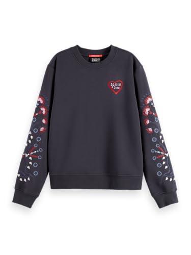 Scotch & Soda Damen Embroidered Sweatshirt, Charcoal a U078, L von Scotch & Soda