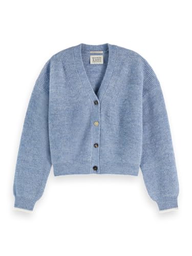Scotch & Soda Damen Fuzzy Relaxed-Fit Cardigan Sweater Strickjacke, Faded Denim Melange U979, L von Scotch & Soda