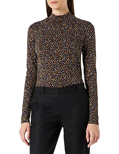 Scotch & Soda Damen Mock Neck Allover Printed Slim-fit Top T-Shirt, Schwarz (Space Floral Cinnamon Spice 5524), L von Scotch & Soda