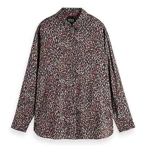 Scotch & Soda Damen Oversized Shirt with Print Bluse, Creatures of The Night Field Green 6383, 40 von Scotch & Soda