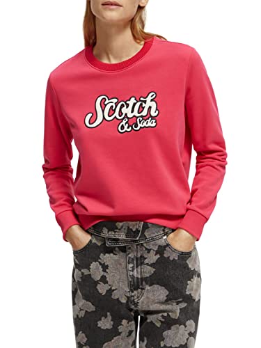 Scotch & Soda Damen Regular Fit Crewneck Sweater with Artwork Sweatshirt, Rosa (Cosmic Pink 5114), S von Scotch & Soda