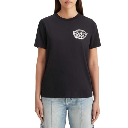 Scotch & Soda Damen Regular Fit with Small Chest Artwork T-Shirt, Evening Black 6647, L EU von Scotch & Soda