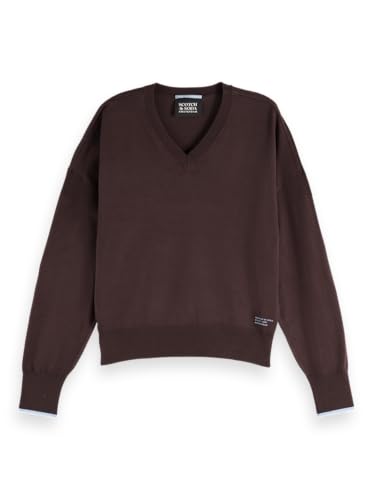 Scotch & Soda Damen Relaxed-Fit V-Neck Pullover, Chocolate U290, L von Scotch & Soda