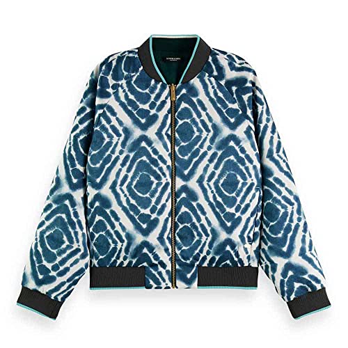 Scotch & Soda Damen Reversible Bomber Jacket Bomberjacke, Disco tie dye Bottle Green 6371, S von Scotch & Soda