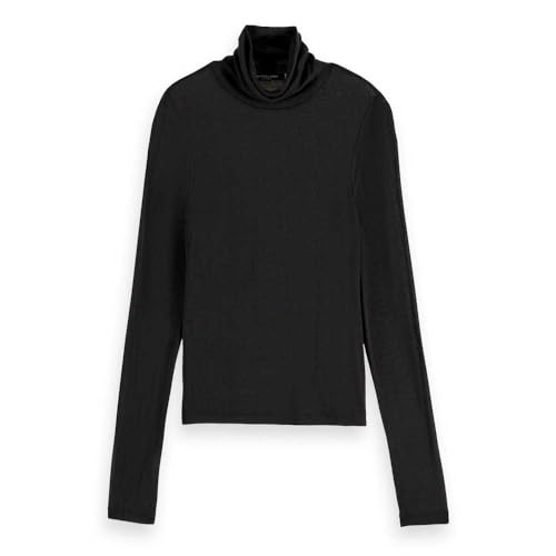 Scotch & Soda Damen Roll Up Neck Long Sleeve T-Shirt, Black, S Scotch & Soda Damen Roll Up Neck Long Sleeve T-Shirt, Black, S von Scotch & Soda