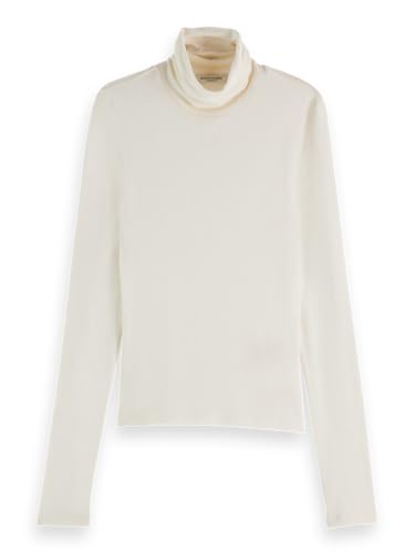 Scotch & Soda Damen Roll Up Neck Long Sleeve T-Shirt, Off White, S Scotch & Soda Damen Roll Up Neck Long Sleeve T-Shirt, Off White, S von Scotch & Soda