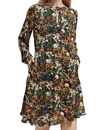 Scotch & Soda Damen Ruffle Hem Allover Printed Mini Dress Kleid, Mehrfarbig (Meadow Deep Raspberry 5364), L von Scotch & Soda