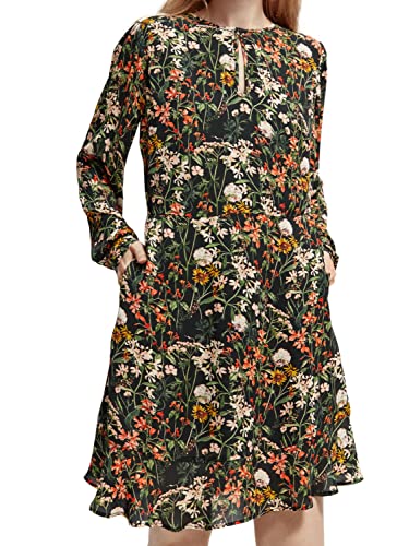Scotch & Soda Damen Ruffle Hem Allover Printed Mini Dress Kleid, Mehrfarbig (Meadow Deep Raspberry 5364), S von Scotch & Soda