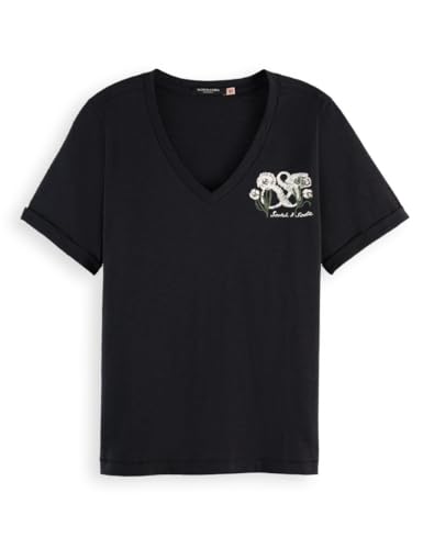 Scotch & Soda Damen Slub Chest Artwork T-Shirt, Meteorit U014, M von Scotch & Soda