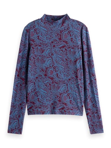 Scotch & Soda Damen T-Shirt All Over Printed Mock Neck Ls T-Shirt, Blue Mountain Paisley Lake Blue,XL Scotch & Soda Damen T-Shirt All Over Printed Mock Neck Ls T-Shirt, Blue Mountain Paisley Lake Blue,XL von Scotch & Soda