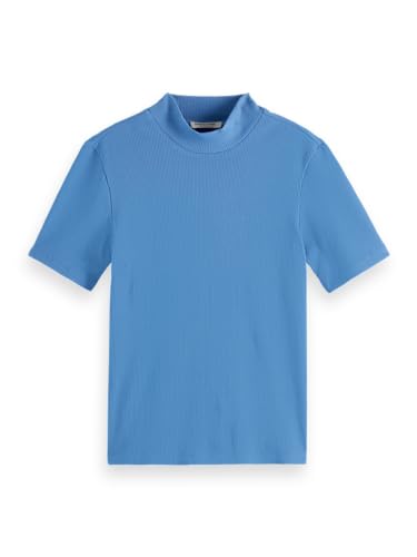 Scotch & Soda Damen T-Shirt Mock Neck Rib T-Shirt, Lake Blue,L Scotch & Soda Damen T-Shirt Mock Neck Rib T-Shirt, Lake Blue,L von Scotch & Soda