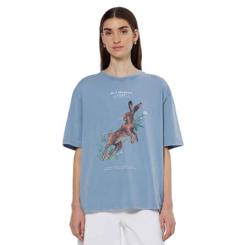 Scotch & Soda Damen T-Shirt Washed Artwork Loose T-Shirt, Lake Blue,M von Scotch & Soda