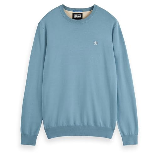 Scotch & Soda Men's Essential Crewneck Pullover Sweater, Bay Blue 7437, M von Scotch & Soda