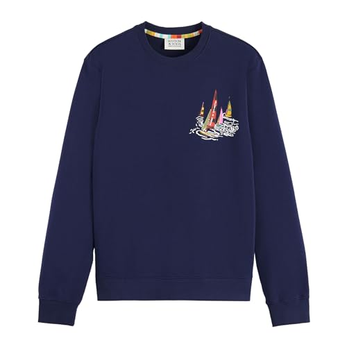 Scotch & Soda Men's Front Back Boating Artwork Sweatshirt, Navy Blue 7007, L von Scotch & Soda