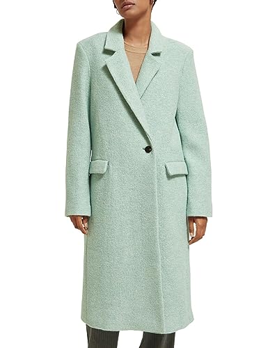 Scotch & Soda Green Melange Single Breasted Boucle Coat von Scotch & Soda