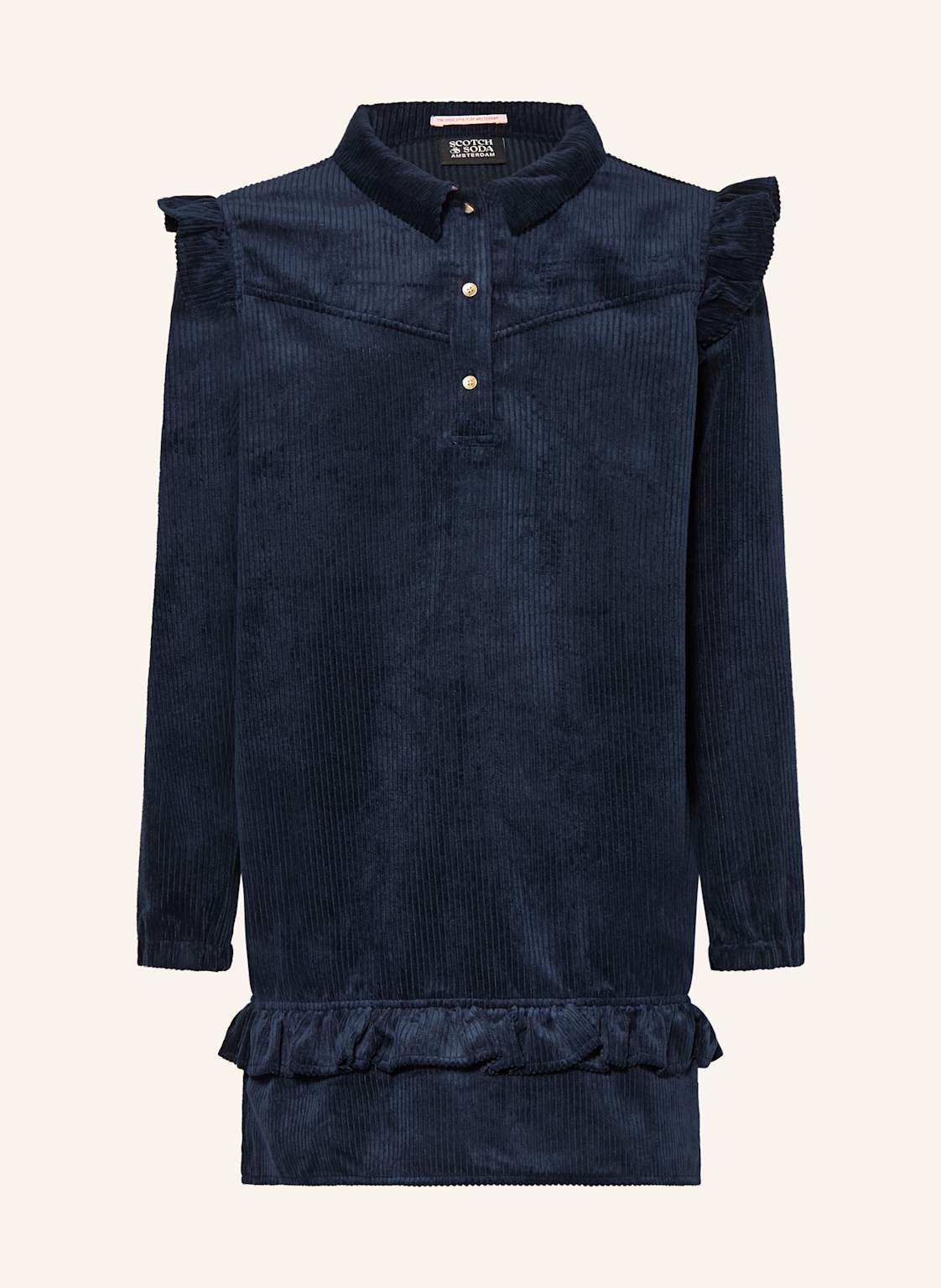 Scotch & Soda Hemdblusenkleid Aus Cord Mit Rüschen blau von Scotch & Soda